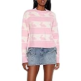 Forever 21 Womens Striped Bunny Print Sweater