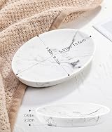 Luxspire Marble Soap Dish - Oval Holder for Bathroom Vanity & Shower view 6