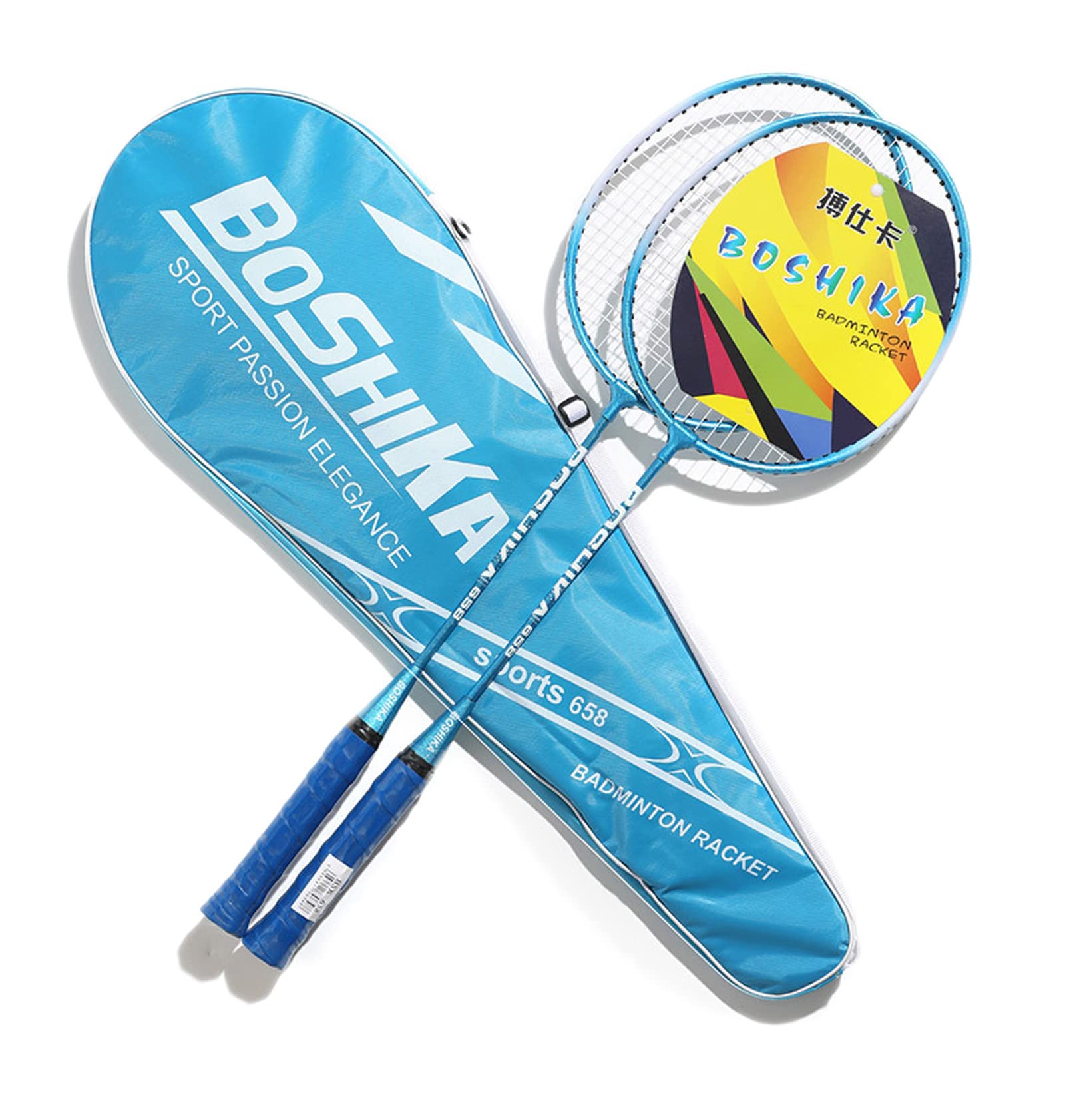 2 Piece Badminton Set Carbon Professional Badminton Racket Lightweight Badminton Racket Shuttlecock Racket Set for Training with Carry Bag, Blue