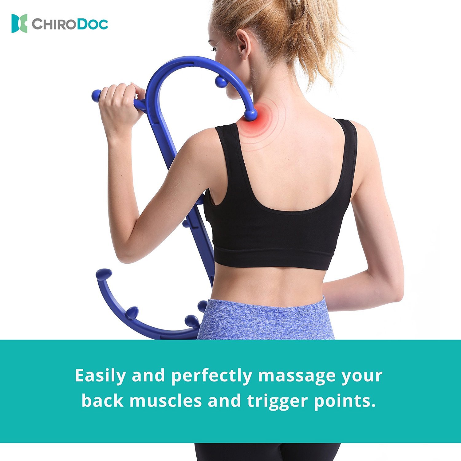 ChiroDoc Trigger Point Massager - Self Massage Therapy Tool for Lower Back and Shoulder Pain Relief - Accupressure for Deep Muscle, Myofascial Release and Back Pain - Neck and Foot Reflexology