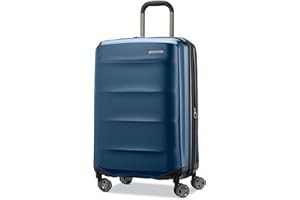 Samsonite Octiv Hardside Expandable Luggage with Spinner Wheels, Blue Denim, Checked Medium Spinner