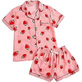 Verdusa Pajamas For Women Set 2 Piece Summer Pajama Sets Cute Pjs Lounge Matching Button Shirt with Shorts