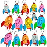 20 Packs Bulk Rockets Bubble Shape mini pop Fidget Key Chain,School Summer Classroom Student Prizes Gifts,Birthday Party Favors