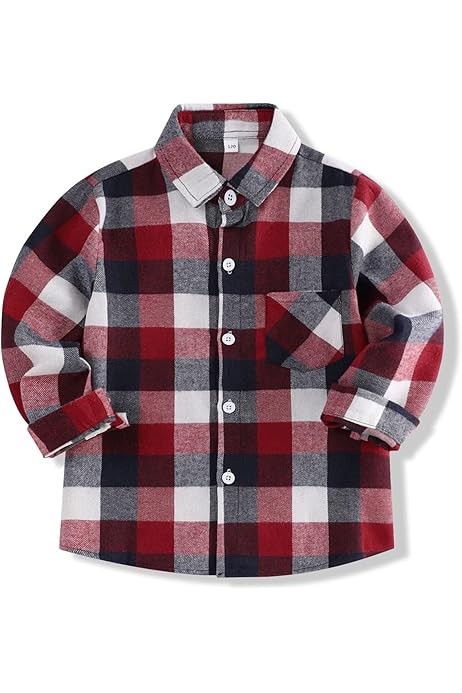 Green Plaid Toddler Boy Shirt Dinglong Toddler Baby Boys Girls
