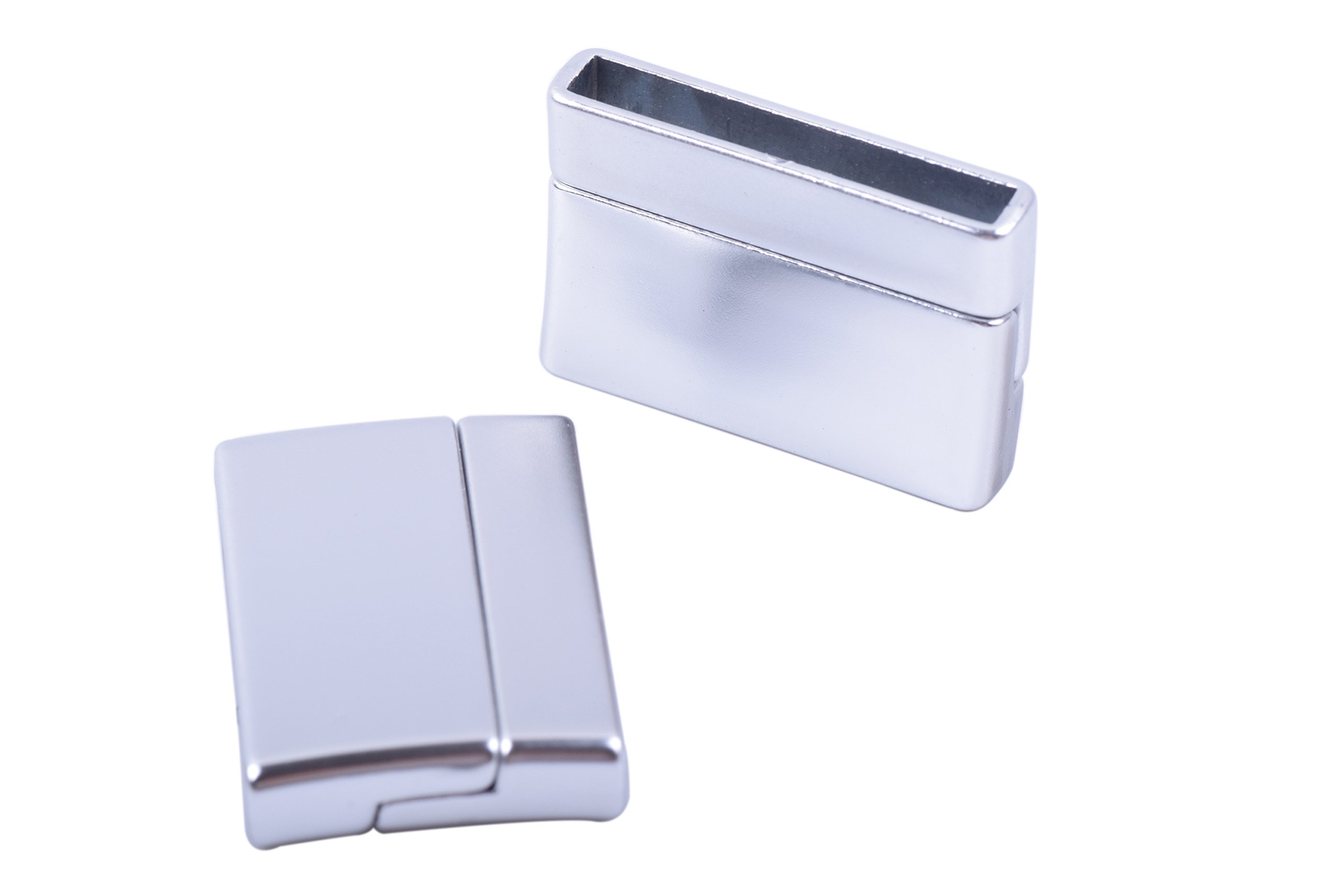 KONMAY 5 Sets 25.0x3.0mm Magnetic Jewelry Bracelet Clasps,Rectangle Shaped, Matte Silver