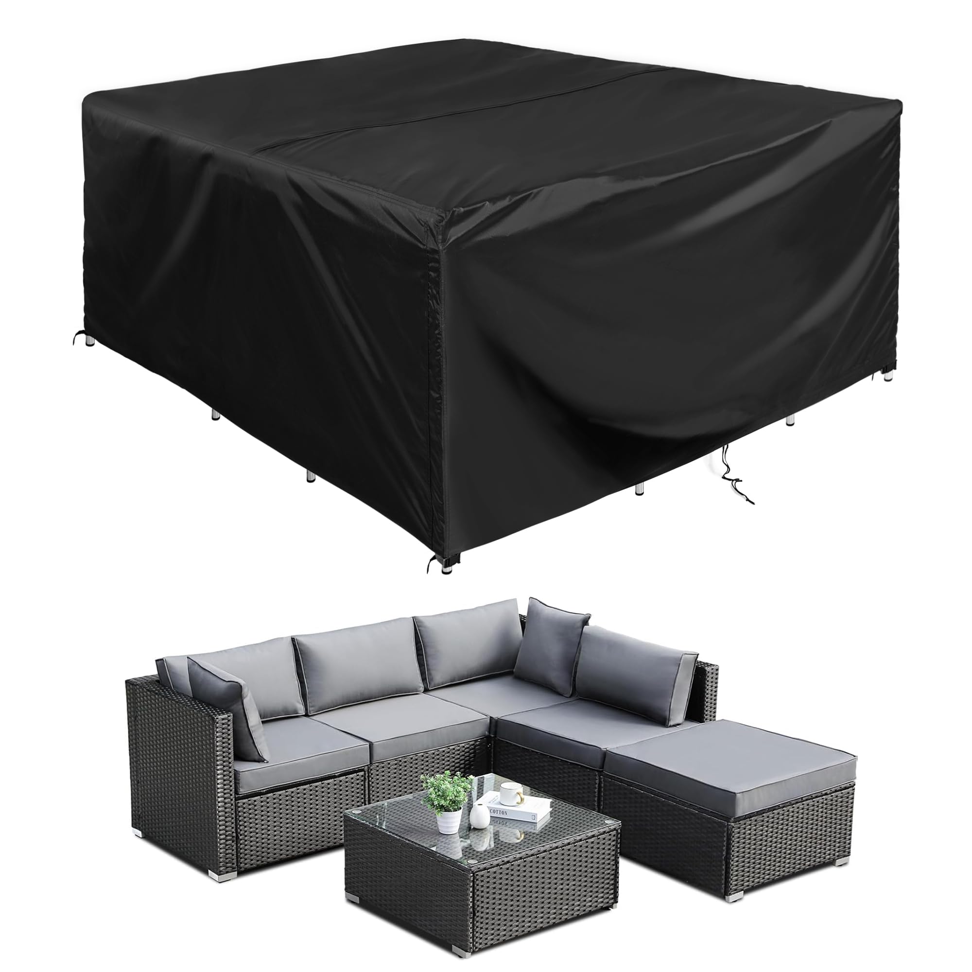 RELAX FIELD Garden Furniture Covers - 200x200x90cm, Waterproof Outdoor Covers, Oxford Fabric Dining Table & Chair, Sectional Sofa Set
