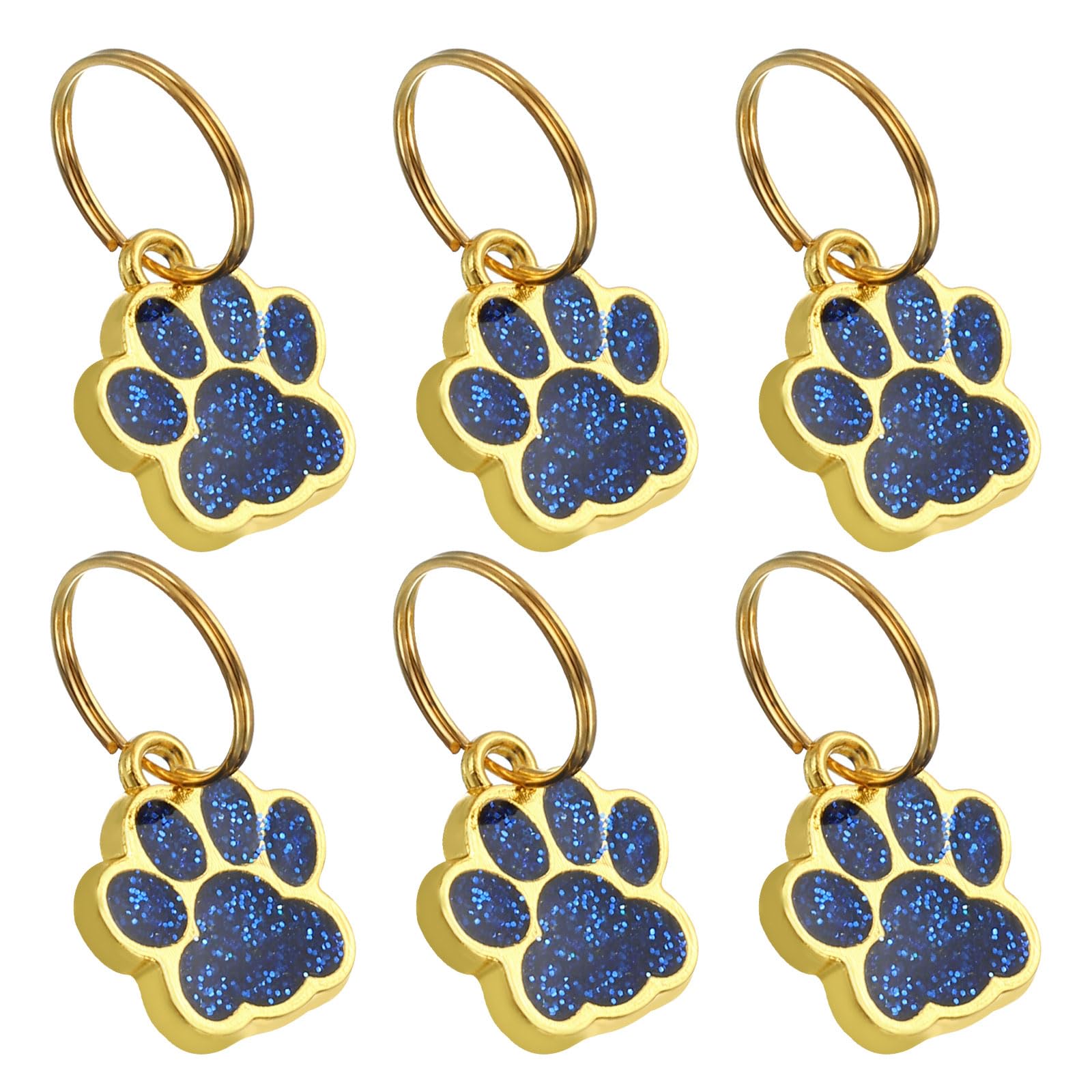 PATIKIL Animal Dog Cat Paw Print Pendants, 6 Pcs Footprint Dog Cat Paw Prints Pendants for DIY Necklace Bracelet Enamel Making, Blue