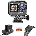 SJCAM SJ10Pro True 4K/60fps Action Camera with Stabilization Super Wide FOV 8X Zoom IPX8 Waterproof Camera with Remote Control Underwater/Helmet/Bike Kits Support External Mic Vlog Live, Touch Screen
