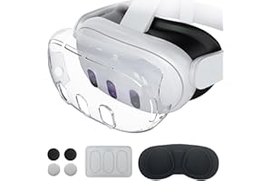 OLCLSS Accessories for Meta Quest 3, VR Accessory Set for Oculus Quest 3, VR Accessories Included Transparent Shell Cover, Lens Tempered Glass Protector, Protective Lens Cover, Joystick Caps