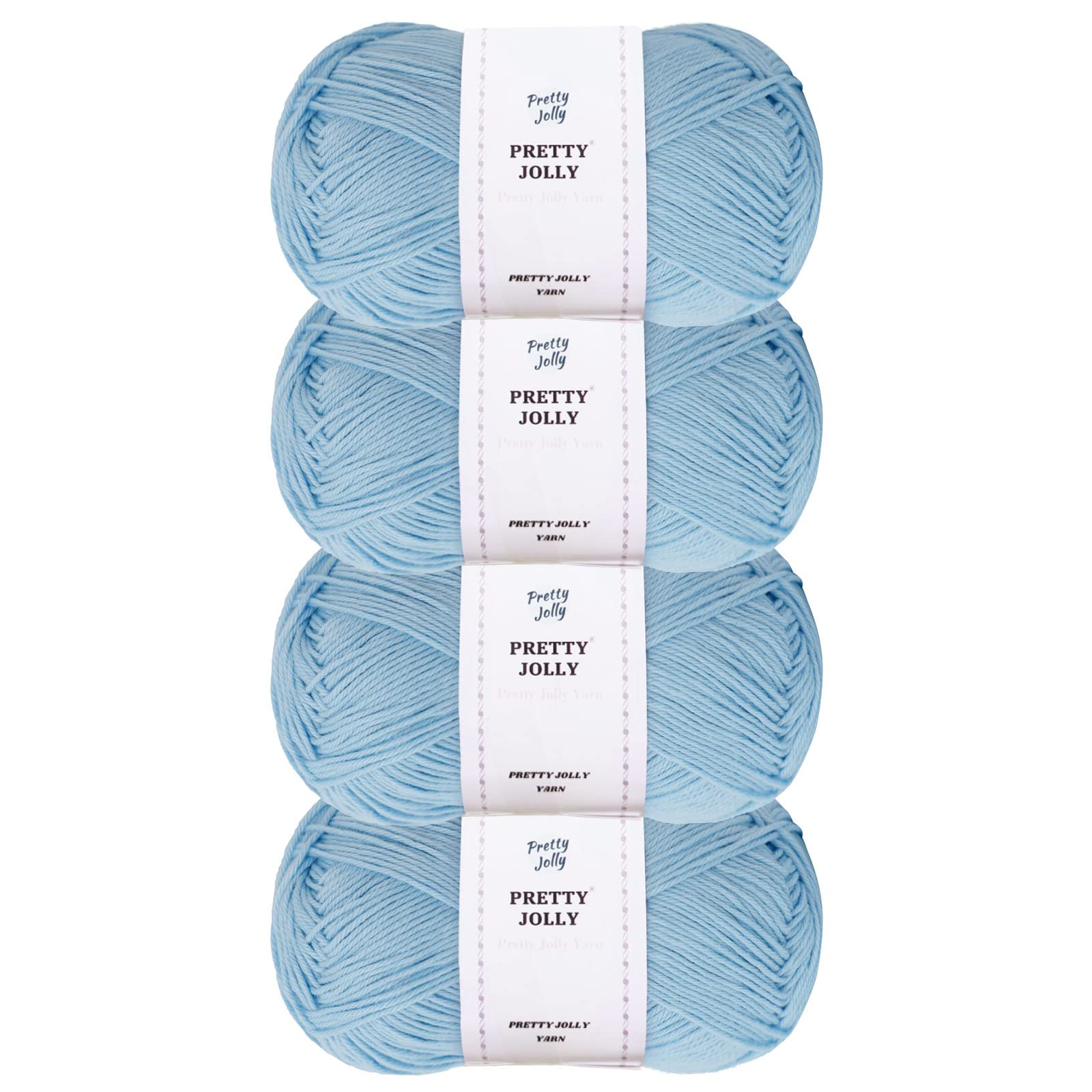 Pretty Jolly 4 Skeins Soft Baby Yarn, 100% Cotton, Crochet & Knitting, 4 Ply, Fingering Weight, Blanket Yarn for DIY Craft Total Length 4×160m/4×50g (Aqua)