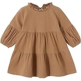 Toddler Kids Baby Girl Dress Lantern Long Sleeve Solid Color Casual Dresses Girls Fall Winter Outfit Clothes