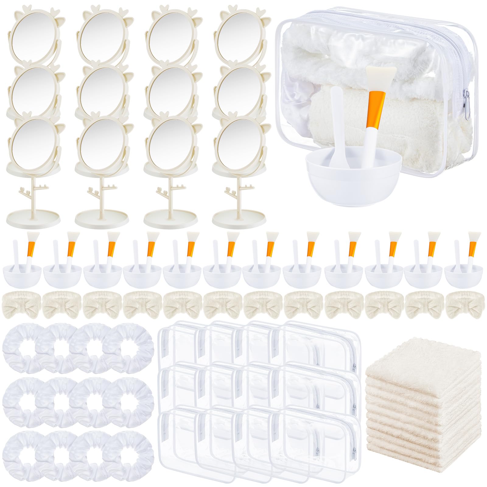 View 1 of ***MISSING PARTS***
Shinylin 64pcs Spa Sleepover Party Supplies Bulk, Include Face Mask Mixing Bowl Set, Mirror, Headband, Scrunchies, Cosmetic Bags, Face Wash Cloths for Spa Birthday Party (White)