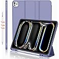 iMieet for iPad Pro 11 Inch Case M4 2024 (5th Gen) with Pencil Holder, Trifold Stand Smart Case with Soft TPU Back, Auto Wake/Sleep (Lavender)