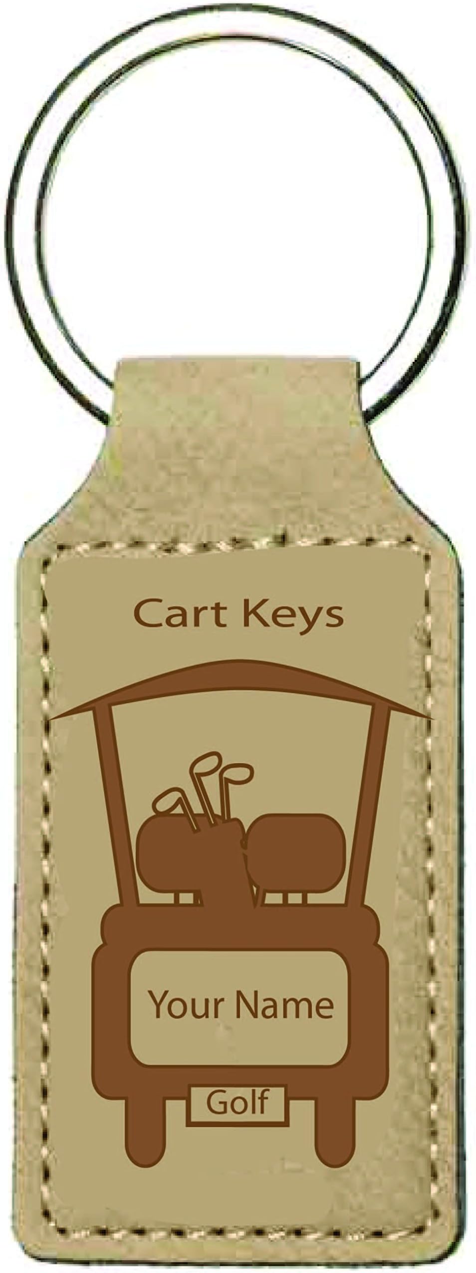 HandmadeEngraved Personalized Leatherette Golf Cart Key Chain with Your Name
