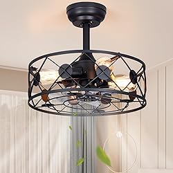 MOBEYU 16.5''Caged Ceiling Fan with Light,Low