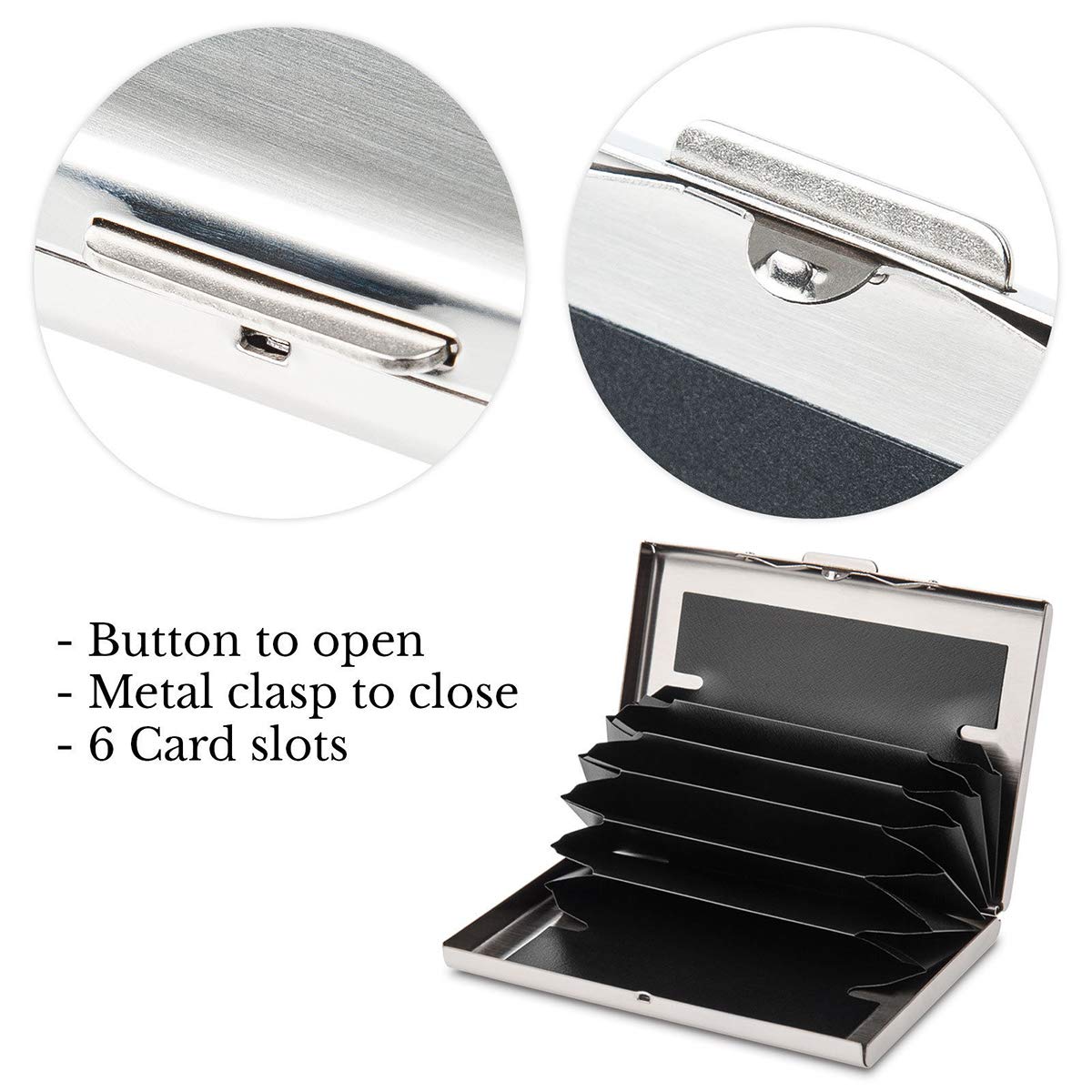 Ultra-slim Metal Brushed Steel RFID Blocking Wallet Slim Anti-Scan Contactless Keyless Credit ...