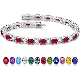 Iefil Ruby Tennis Bracelets for Women - July Birthstone Bracelet Sterling Silver, Anniversary Birthday Gifts for Women, Jewelry Gifts for Woman Her,6.5"