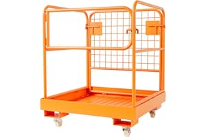 ECOEXPLORER 36" X 36" Steel Forklift Safety Cage, Max. 1800 LBS Forklift Man Basket with 4 Wheels, Heavy Duty Aerial Forklift Work Platform for Lifting Loader