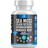 Health Heals Silicon Sea Moss Black Seed Oil Ashwagandha Bladderwrack Burdock - 60 Count