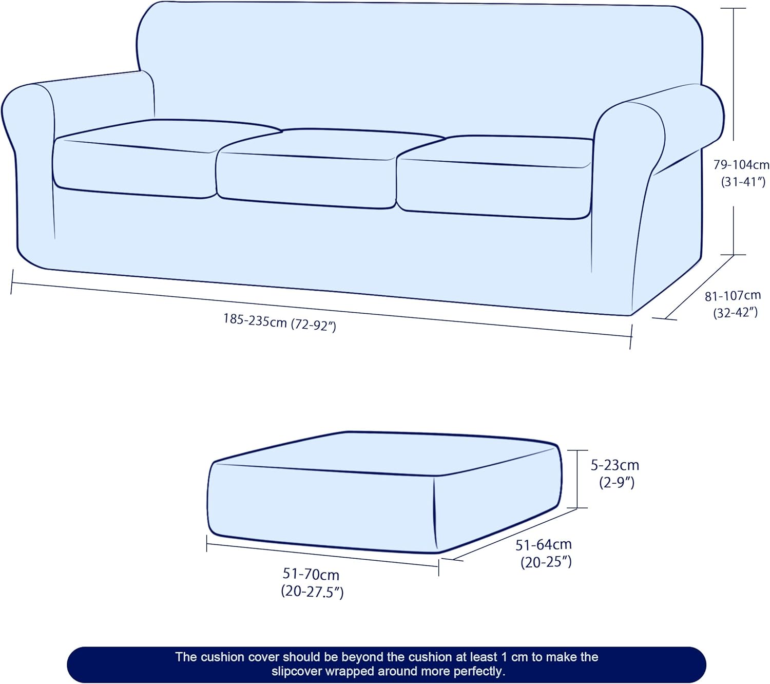 subrtex High Stretch Jacquard Slipcover with 3 Separate Cushion Common Couch Sofa Cover Coat for 3-Seater Conventional Settee Spandex Washable Furniture Protector (Large, Gray): Home & Kitchen