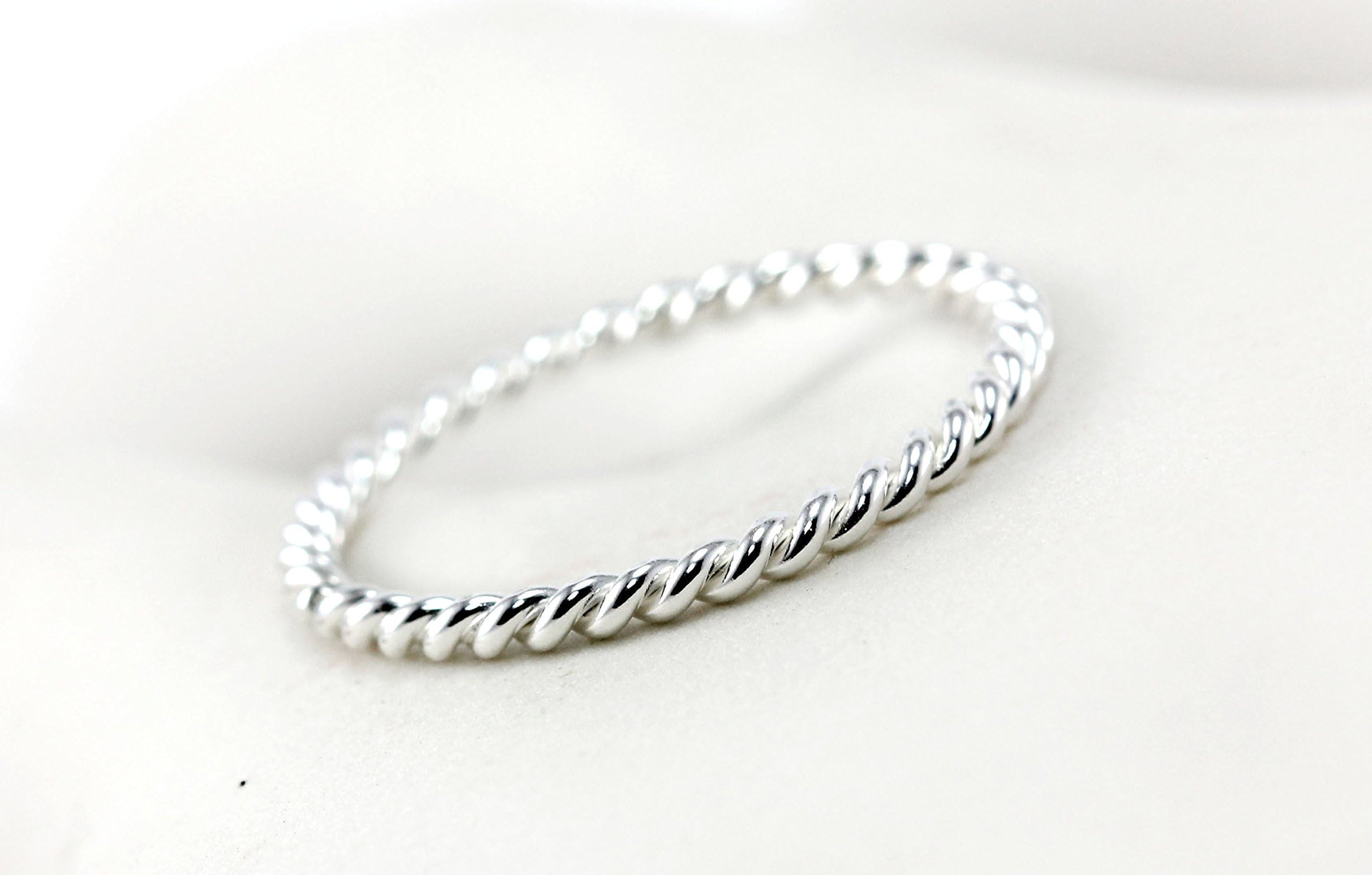 Plain Twisted Ring Band - Sterling Silver, 14k Palladium White Gold, 14k Yellow Gold, 14k Rose Gold - Stacker Ring, Wedding Band, Engagement, Promise Ring - Handmade