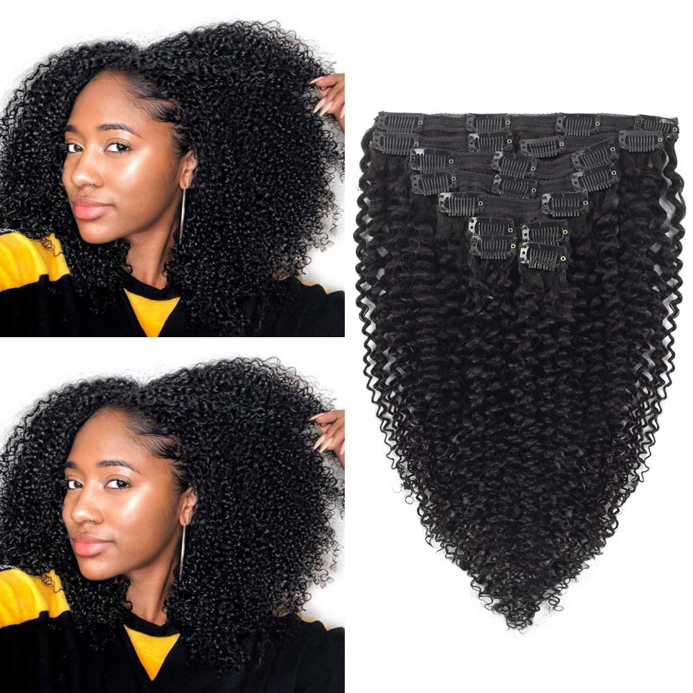 10 Pcs/Set Kinky Curly Clip Ins Hair Extensions Human Hair