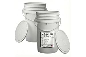 HE HUDSON EXCHANGE Hudson Exchange 7 Gallon (2 Pack) Large Bucket Pail Container with Easy Peel Lid, Food Grade BPA Free HDPE, White