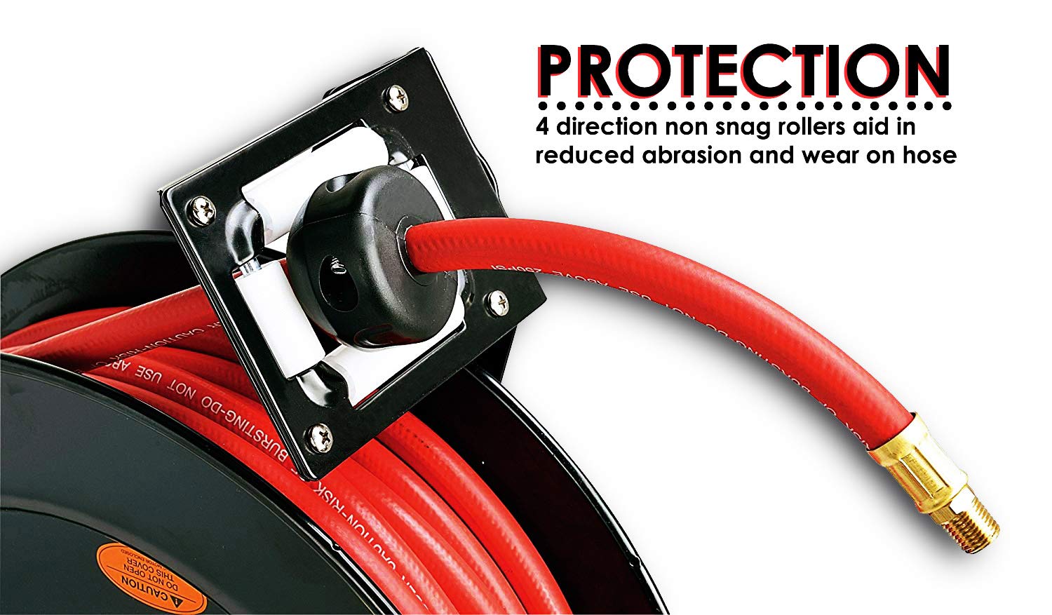 ReelWorks Air Hose Reel 3/8" Inch x 50' Foot Max 300PSI Steel Construction Industrial SBR Rubber Hose: Industrial & Scientific