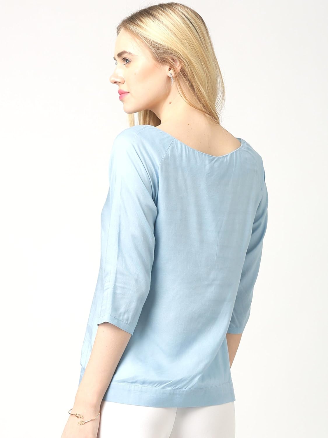 marie claire blue pintuck top (mc10064a)