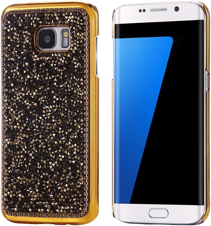 Samsung S7 Edge Case, Floveme [Back Series] Premium Bling Diamond Sparkle Hard Protective Slim Cover for Samsung Galaxy S7 edge - Gold