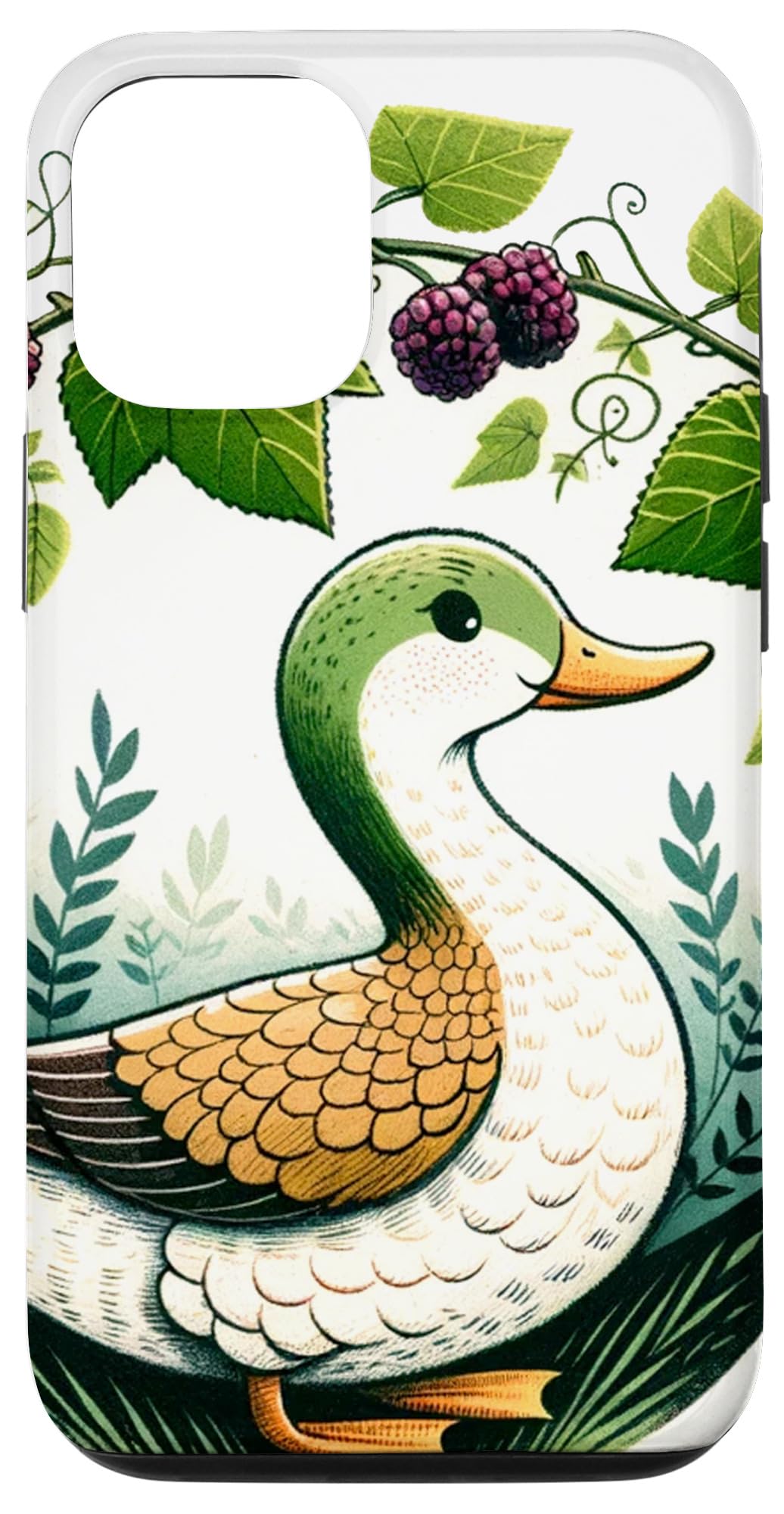 iPhone 15 Mulberry Mallard Duck Illustration Case