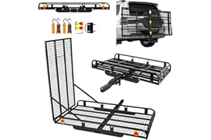 KQZZIV 900 Lbs Hitch Cargo Carrier with Ramp, 50 X 28.3 X 5 in Trailer Hitch Cargo Carrier, Hitch Mount Cargo Carrier for SUV, Pickup, Sedan - Durable Alloy Steel Material (Black)