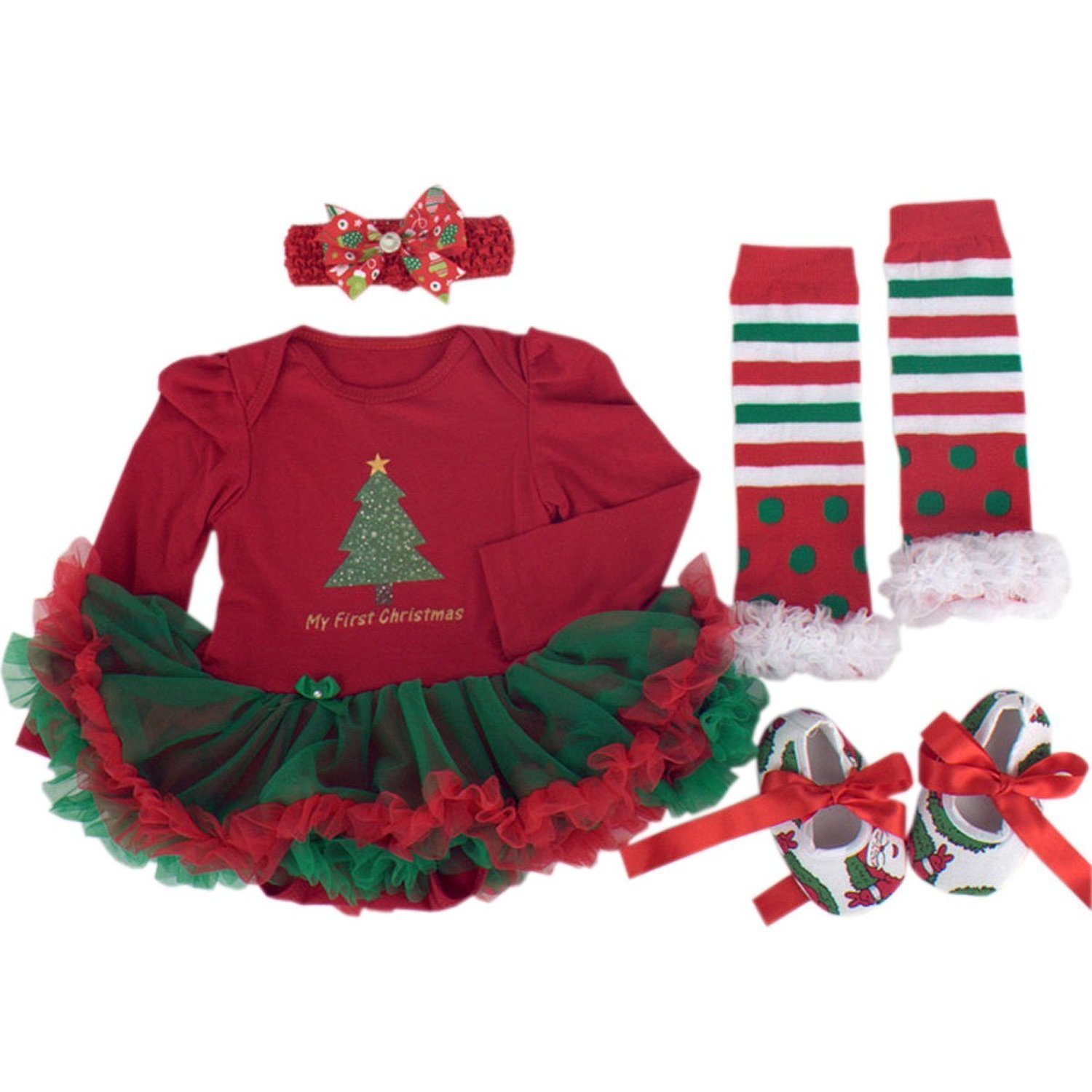 Amazon.com: BabyPreg Baby Girls My First Christmas Santa Costume ...