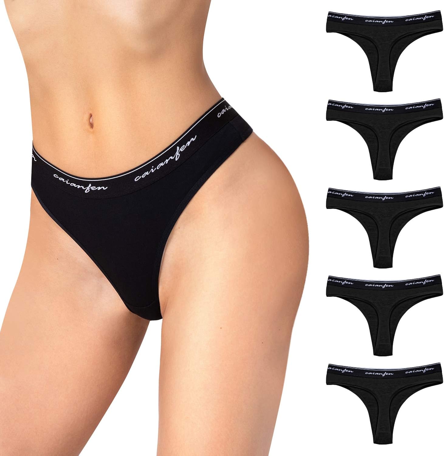 Caianfen Women's Thongs Underwear Soft Cotton Low Waist