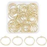 UNICRAFTALE 50pcs Round Open Back Bezel Pendants Alloy Ring Frame Pendants Epoxy Resin Pressed Flower Jewelry Blank Charms for DIY UV Resin Pressed Flower Crafts Jewelry Making