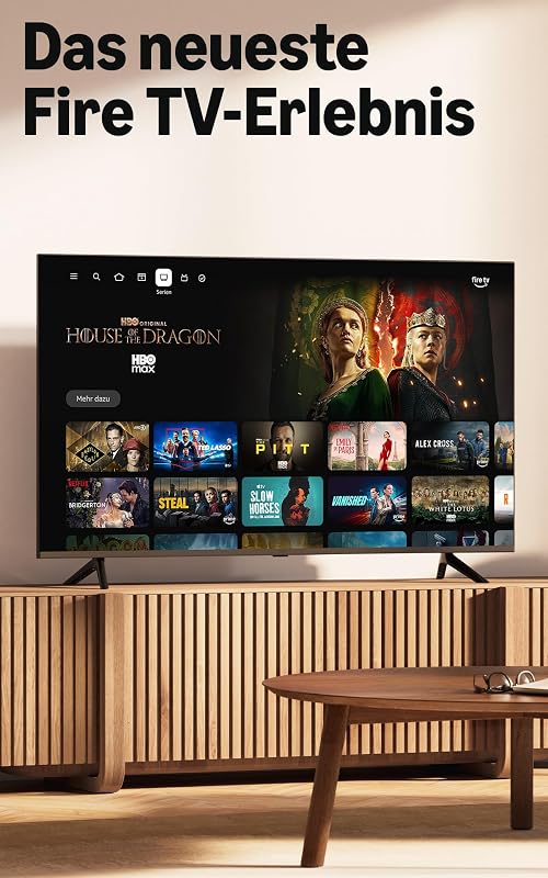 Fire TV Stick HD (neueste Generation), Free- und Live-TV-Inhalte, Alexa-Sprachfernbedienung, wird über den Fernseher mit Strom versorgt, mühelose Einrichtung, finde Serien schneller mit Alexa+