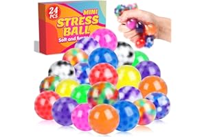 VISCOO 24 Pack Stress Balls, Squishy Ball, Squeeze Balls for Adults, Anti-Anxiety and Fidget Balls to Relax, Party Favors, Birthday Gifts, Goodie Bag Stuffers