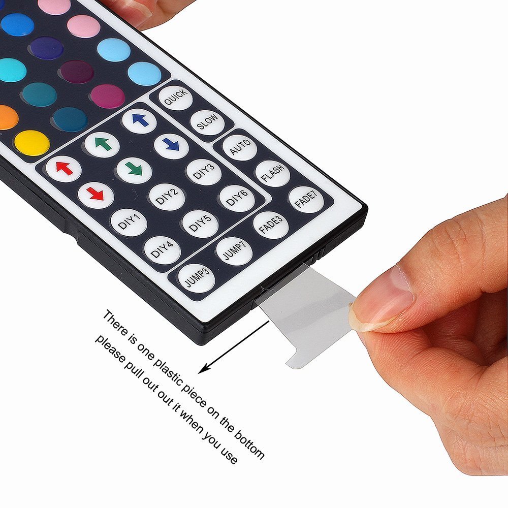 SUPERNIGHT 5M/16.4 Ft SMD 3528 RGB 300 LED Color Changing Kit with Flexible Strip Light+44 Key IR Remote Control+ Power Supply