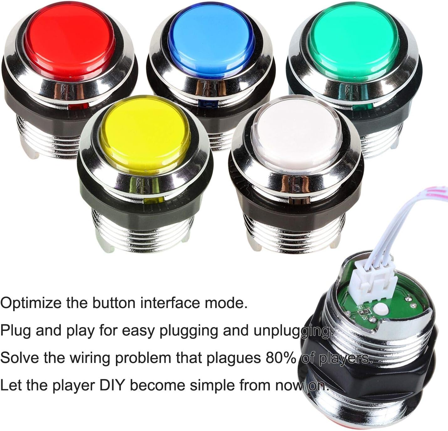 Fosiya 2 Player Arcade Joystick LED Chrome Buttons for PC Arcade Gamepads & Standard Controllers DIY Games MAME Kit (Chrome Red & Blue Buttons): Computers & Accessories