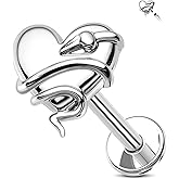 Jewseen 16G Internally Threaded Helix Piercing Jewelry Flat Back Cartilage Earrings Studs Surgical Steel Heart Conch Helix Tragus Earrings for Women Cartilage Tragus Conch Piercing Jewelry