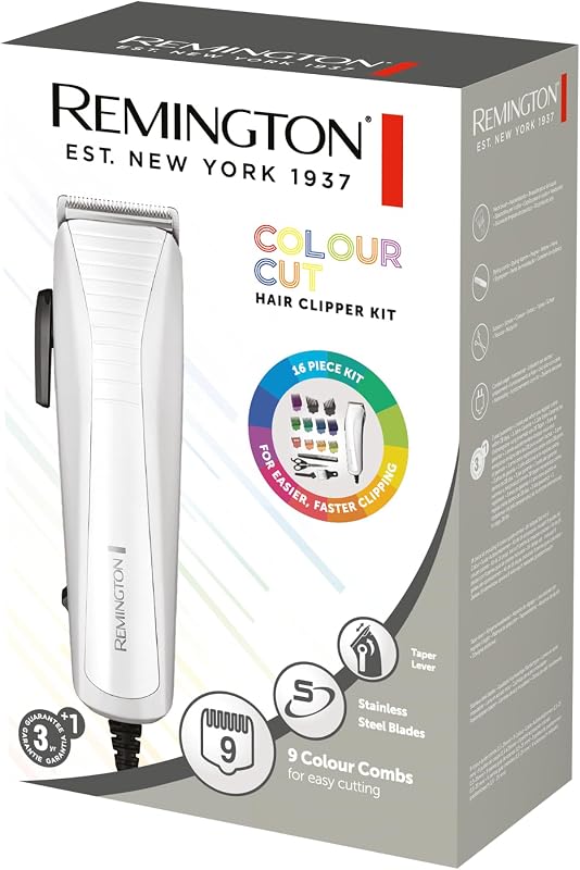 Haarschneidemaschine mit Kabel [Netzbetrieb, selbstschärfende Edelstahl-Klingen mit Einstellhebel, 0,5-25mm] Haarschneider Colour (11 Aufsteck- & Seitenkämme, Friseur-Set) Haartrimmer HC5035