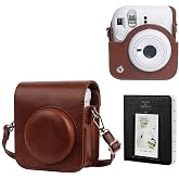 WOGOZAN Camera Case for Fujifilm Instax Mini 12 Instant Camera, Brown | Mini 12 Case for fujifilm Instax, PU Mini Camera Case, Light-Sensitive Holes, Lower Right Lens fit, with 64 Photo Album