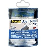 ScotchBlue Pre Plastic Painters Tape with Bladed Dispenser, 24 in x 30yd, Tape & Masking Film Combined in One Product, Static