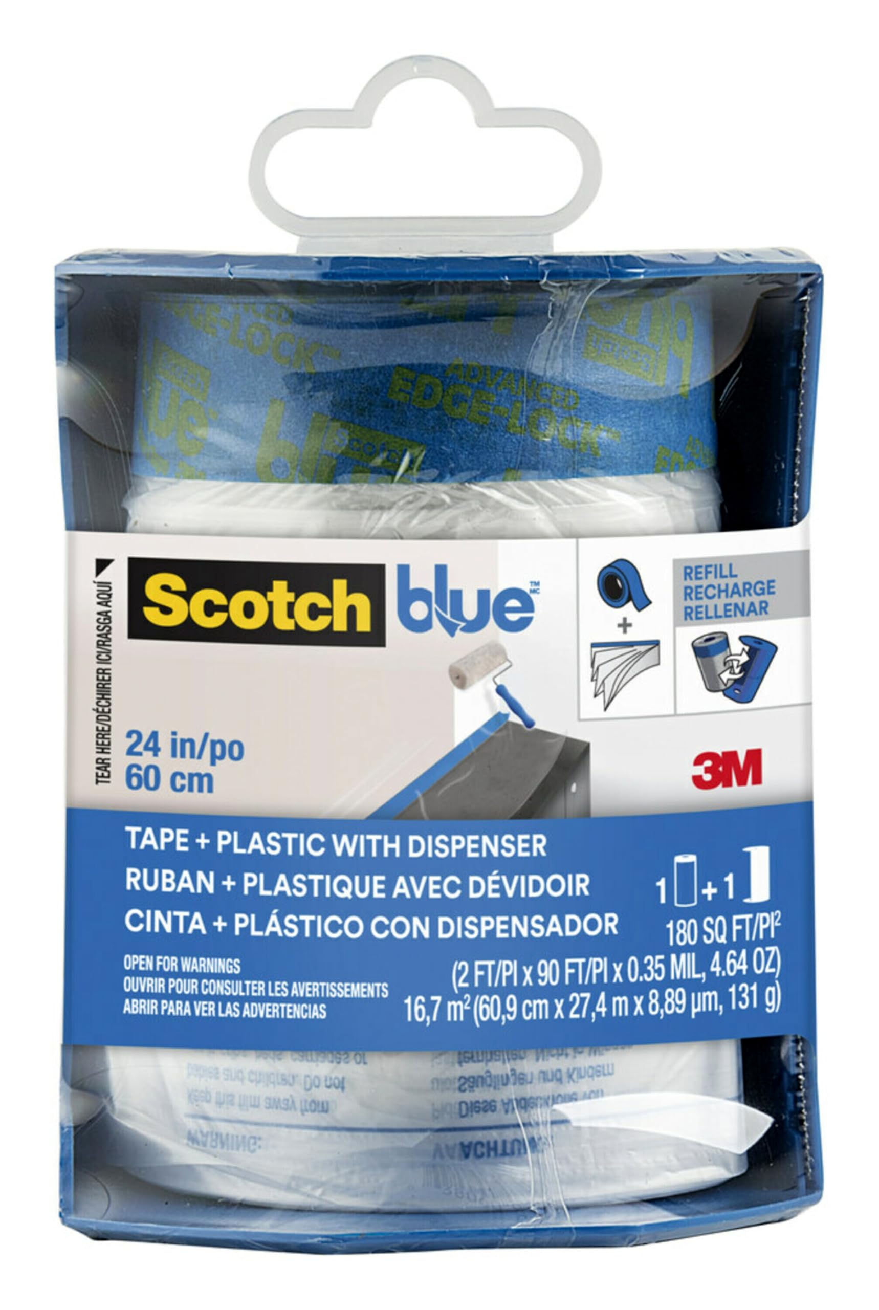 ScotchBlue Pre-taped Painter's Plastic, Unfolds to 24 inches x 30 yards, PTD2093El-24-S