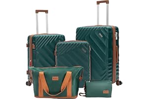 Rosamo 5 piece Luggage Set Expandable Suitcase 22x14x9 Airline Approved Carry on, ABS Hard Case Suitcases with Spinner Wheels, TSA Lock, Durable Waterproof Travel Set
