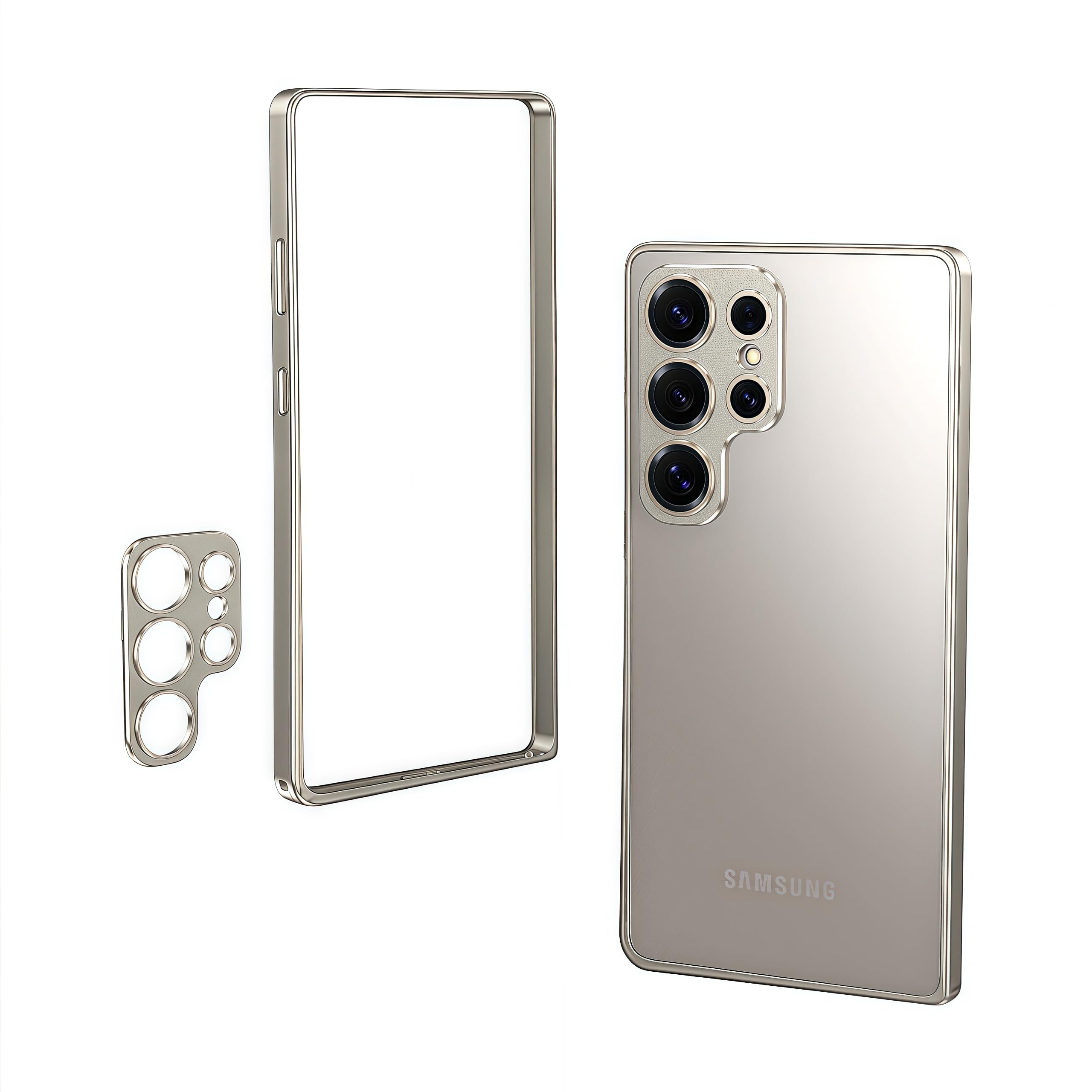 Photo 1 of JIAONASHIJIA Fit for Samsung Galaxy S25 Ultra Case-Full Metal Body-Frameless Minimalist Design-Lens Protection Cover-Ultra Thin-Shock and Drop Proof-Slim Borderless.Gray