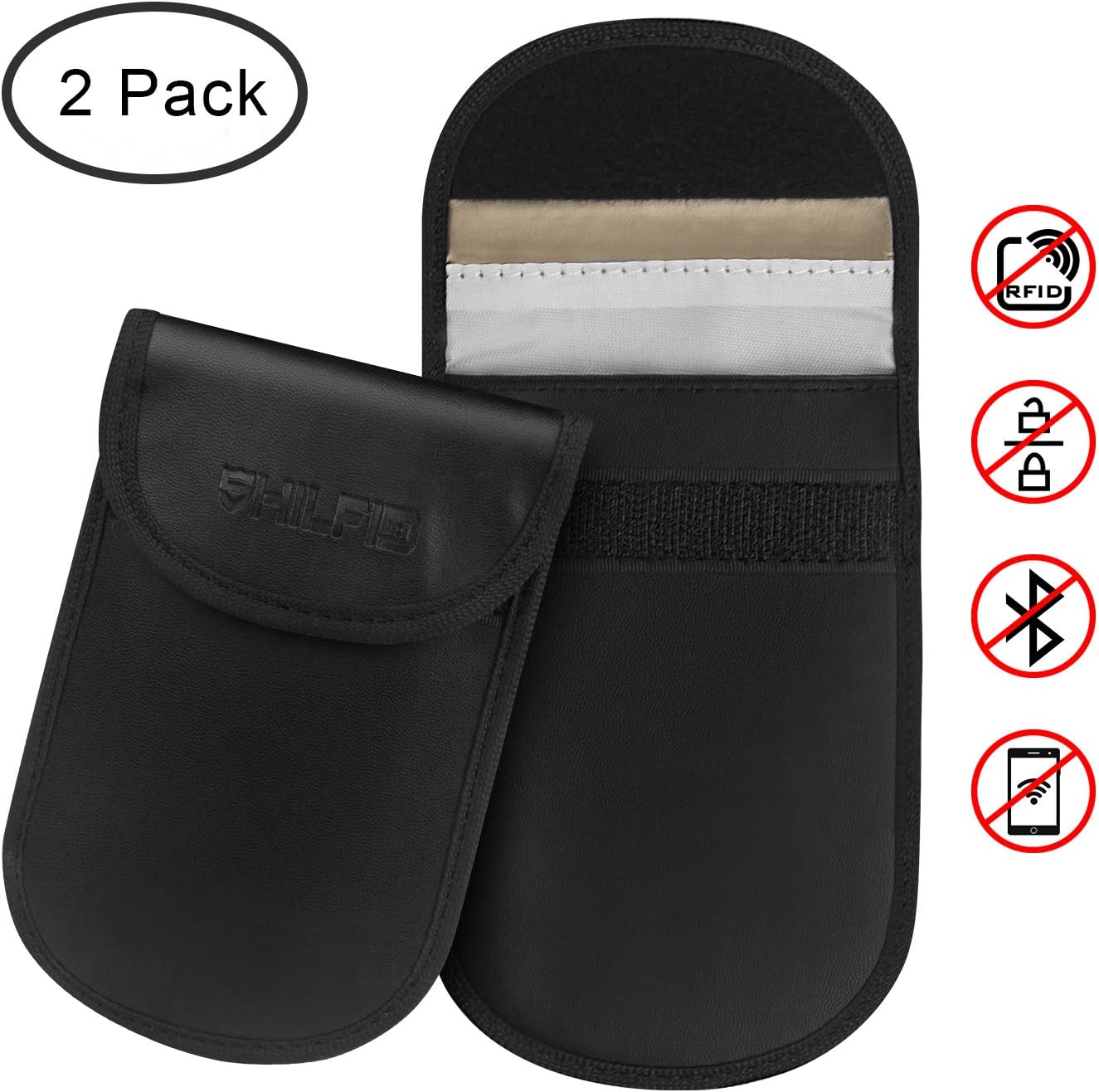 Amazon Com Shilfid 2x Rfid Pu Car Key Fob Signal Blocking Bag Case Pouch Credit Card Protector Anti Hacking Antitheft Lock Devices Keyless Entry Fob Shield Protector Black