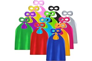 ADJOY Kids Superhero Capes and Masks 12 Sets - Birthday Party Super Hero Capes for Children