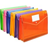 Ecerangus Plastic Expanding File Folder, Envelope Folders for Documents, Waterproof Transparent Expandable File Folder, Large Capacity, Fit Letter/A4 Size (Multicolor-6 Pack)