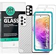 Ibywind Screen Protector For Samsung Galaxy A73 5G(6.7 Inches),with 2Pcs Tempered Glass,1Pc Camera Lens Protector,1Pc Backing Carbon Fiber Film[Fingerprint Reader,Easy to install]